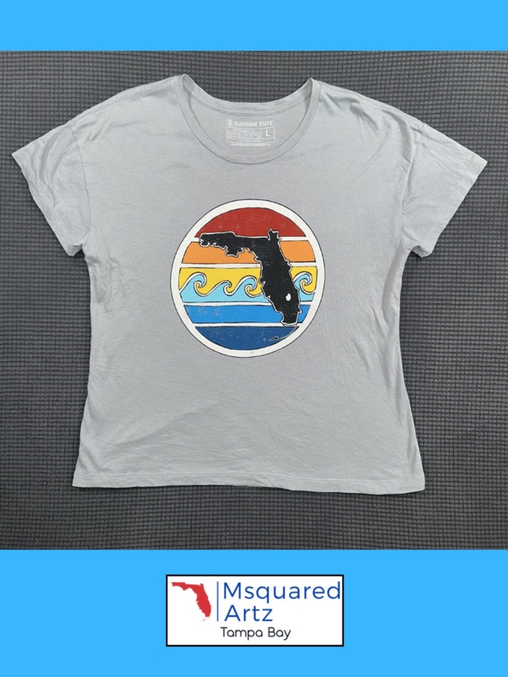 Sunshine State Florida Graphic T Shirt Womens Large Coastal Beach Tee